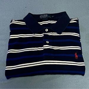 Polo by Ralph Lauren Men's Blue and White Striped Polo